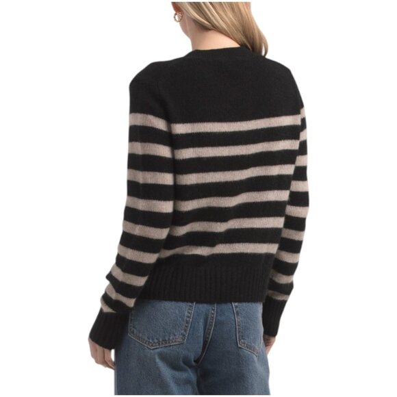 WHITE + WARREN Cashmere Striped Crew Neck Sweater - Picture 2 of 2